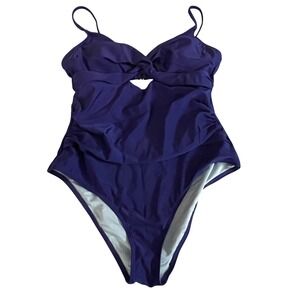 Cupshe Purple Twist Front Cutout Ruched One Piece Swimsuit Women's Large
